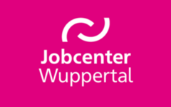 Startkachel Pink mit Logo Jobcenter Wuppertal AöR