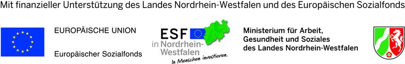 Logo Mit finanzieller Unterstützung des Landes Nordrhein-Westfalen und des Europäischen Sozialfonds